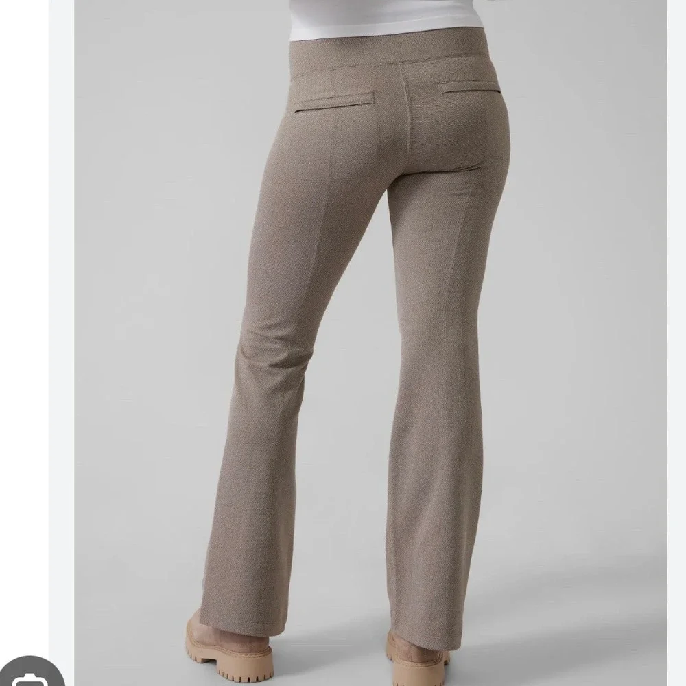 Athleta Delancey Herringbone Flare Pants XXS Taupe Brown High Rise‎ Athleisure